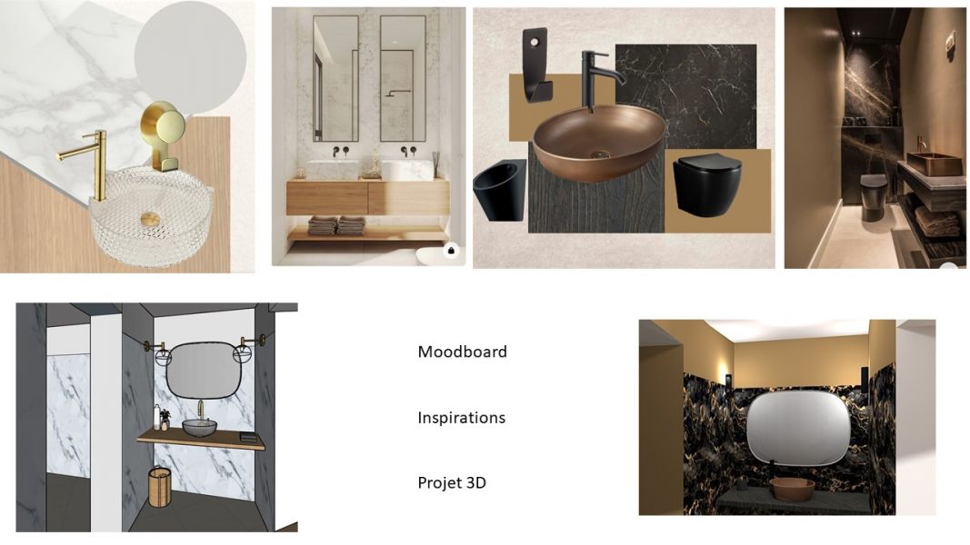 Inspirations, moodboard et projet 3D présentés au client