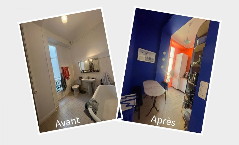 salle de bain reconvertie en cuisine par Design Archi architecte d'intérieur Nice