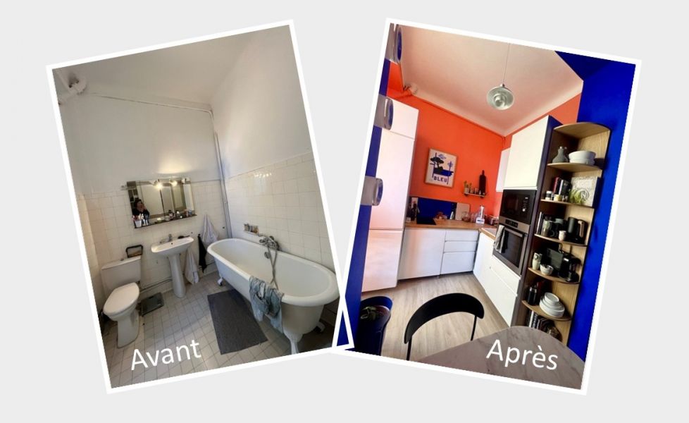 salle de bain reconfigurée en cuisine par Design Archi architecte d'intérieur Nice